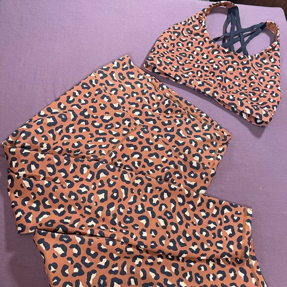 Fabletics Other - NWOT Power Hold by Fabletics - Brown Cheetah Set Small Bra and leggings
